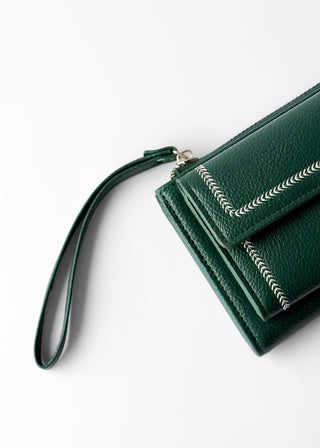 STITCHED FLAP WALLET WITH WRISTLET