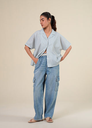 Notch Collar Dropped Shoulder Shirt