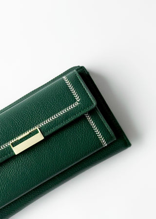 STITCHED FLAP WALLET WITH WRISTLET