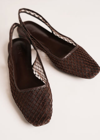 Mesh slingback pointed flats