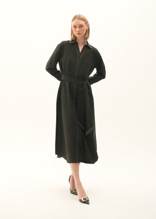 Flared Dress with contrasting top stitches