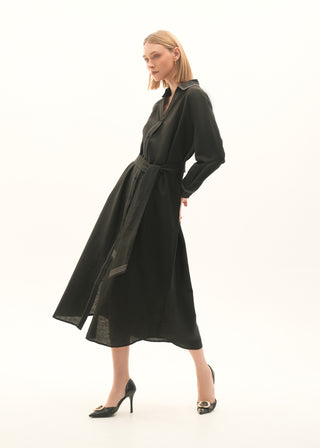 Flared Dress with contrasting top stitches