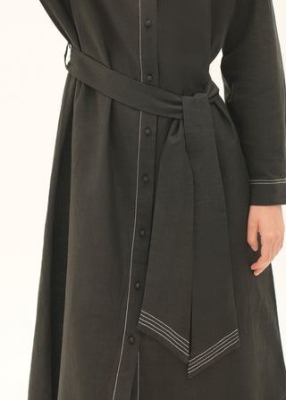 Flared Dress with contrasting top stitches