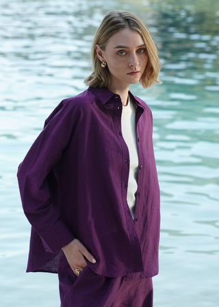 Oversized Button-Down Linen blend Shirt