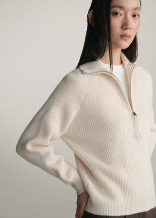 Funnel Neck Half Zip Sweater