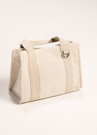 Canvas shoulder bag with contrasting strap
