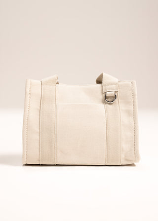 Canvas shoulder bag with contrasting strap