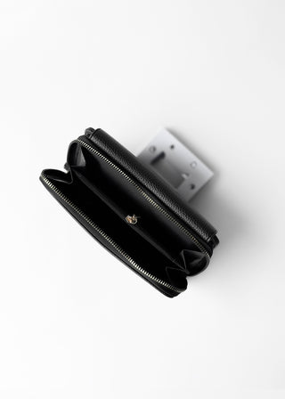 STITCHED FLAP WALLET WITH WRISTLET