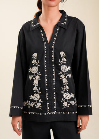 Embroidered Black Shirt