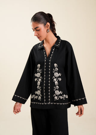 Embroidered Black Shirt