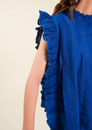Frill Lace Sleeve Cotton Top