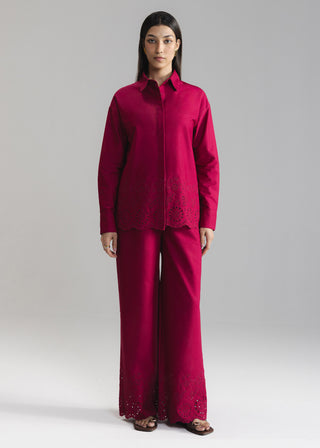 Schiffli Button Down Shirt- WS26-17