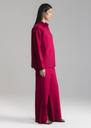 Schiffli Button Down Shirt- WS26-17