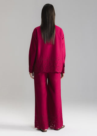 Schiffli Button Down Shirt- WS26-17