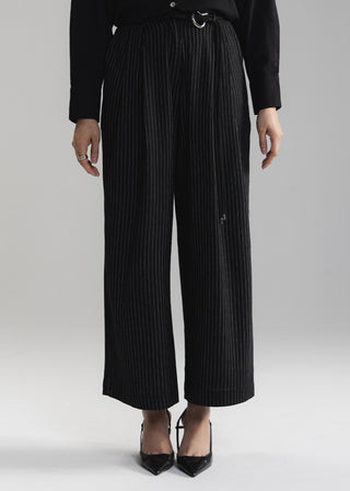 Striped Linen Pants with Belt- WS26-11