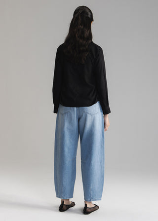 Button Down Shirt with Gathers at Waist- WS26-83