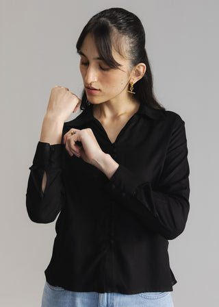 Button Down Shirt with Gathers at Waist- WS26-83