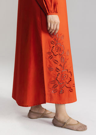 Schiffli Button Down Long Dress- WS26-41