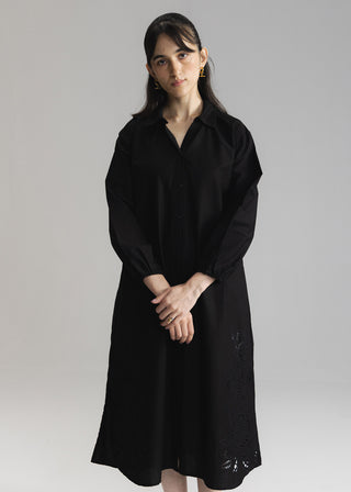 Schiffli Button Down Long Dress= WS26-42