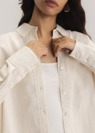 Linen Blend Button Down Shirt- WS26-08