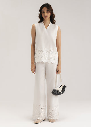 Schiffli Wide Leg Trouser- WS26-10