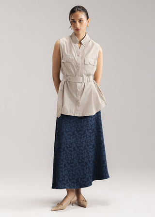 Button Down Sleeveless Shirt- WS26-44