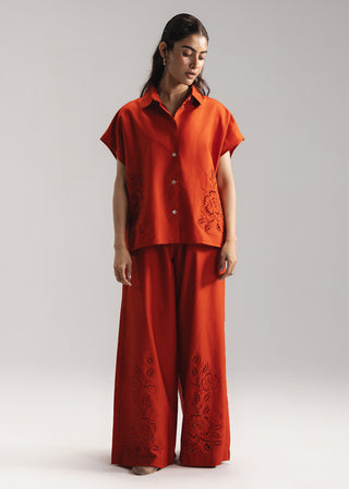 Schiffli Wide Leg Trouser- WS26-95