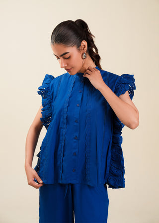 Frill Lace Sleeve Cotton Top