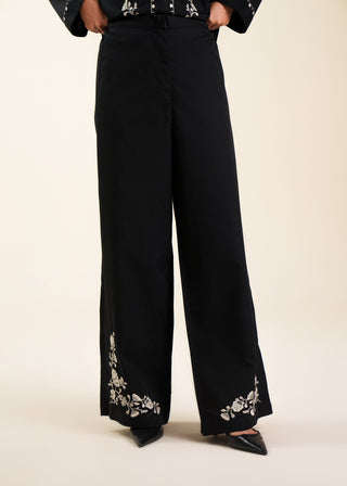 Embroidered Wide-Leg Palazzo Pants