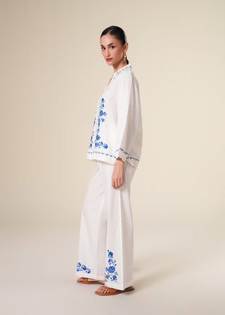 Embroidered Wide-Leg Palazzo Pants