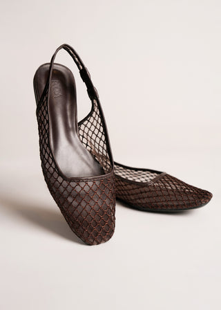 Mesh slingback pointed flats