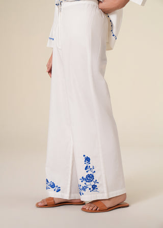 Embroidered Wide-Leg Palazzo Pants
