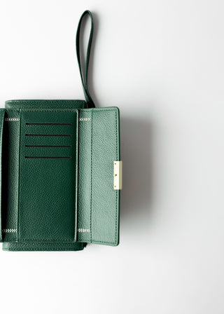 STITCHED FLAP WALLET WITH WRISTLET