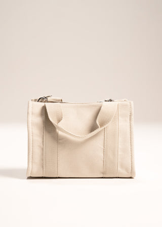 Canvas shoulder bag with contrasting strap