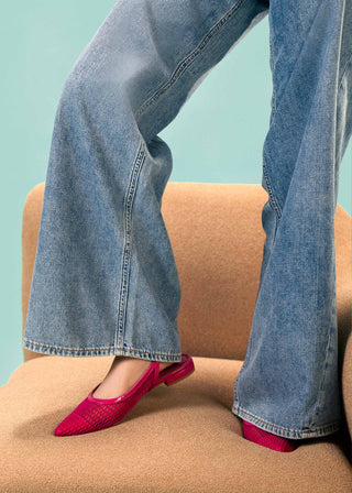 Mesh slingback flats