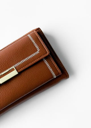 STITCHED FLAP WALLET WITH WRISTLET