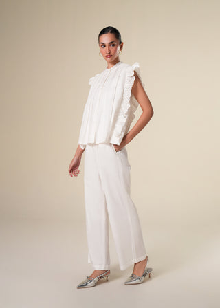 Frill Lace Sleeve Cotton Top