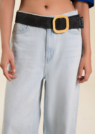 Woven buckle belt strap