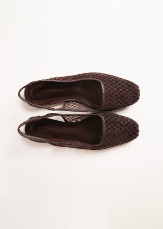 Mesh slingback pointed flats