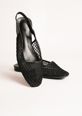 Mesh slingback pointed flats