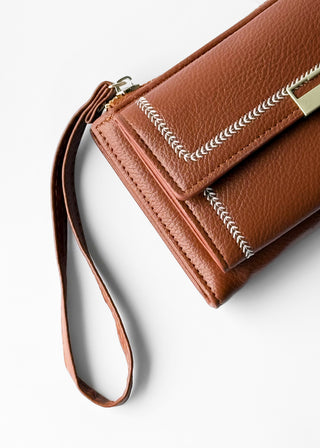 STITCHED FLAP WALLET WITH WRISTLET