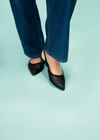 Mesh slingback flats