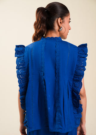 Frill Lace Sleeve Cotton Top
