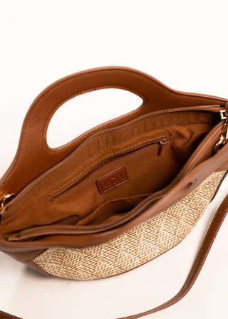 WOVEN TEXTURE TOP-HANDLE BAG