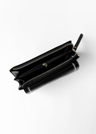 STITCHED FLAP WALLET WITH WRISTLET
