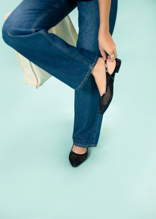 Mesh slingback flats