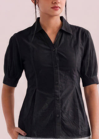 Cinched Waist Button Down Shirt- WS26-240
