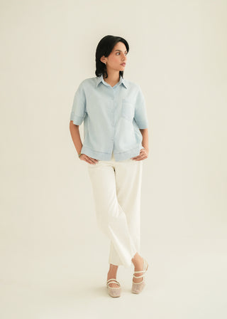 Regular Denim Button down Shirt in Light Blue Wash
