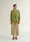 V-Neck Pleated Shirt- WS25-160