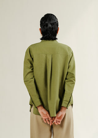V-Neck Pleated Shirt